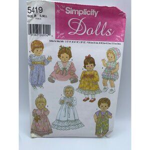 Simplicity Dolls Clothes for 12" to 22" doll Sewing Pattern 5419 - uncut